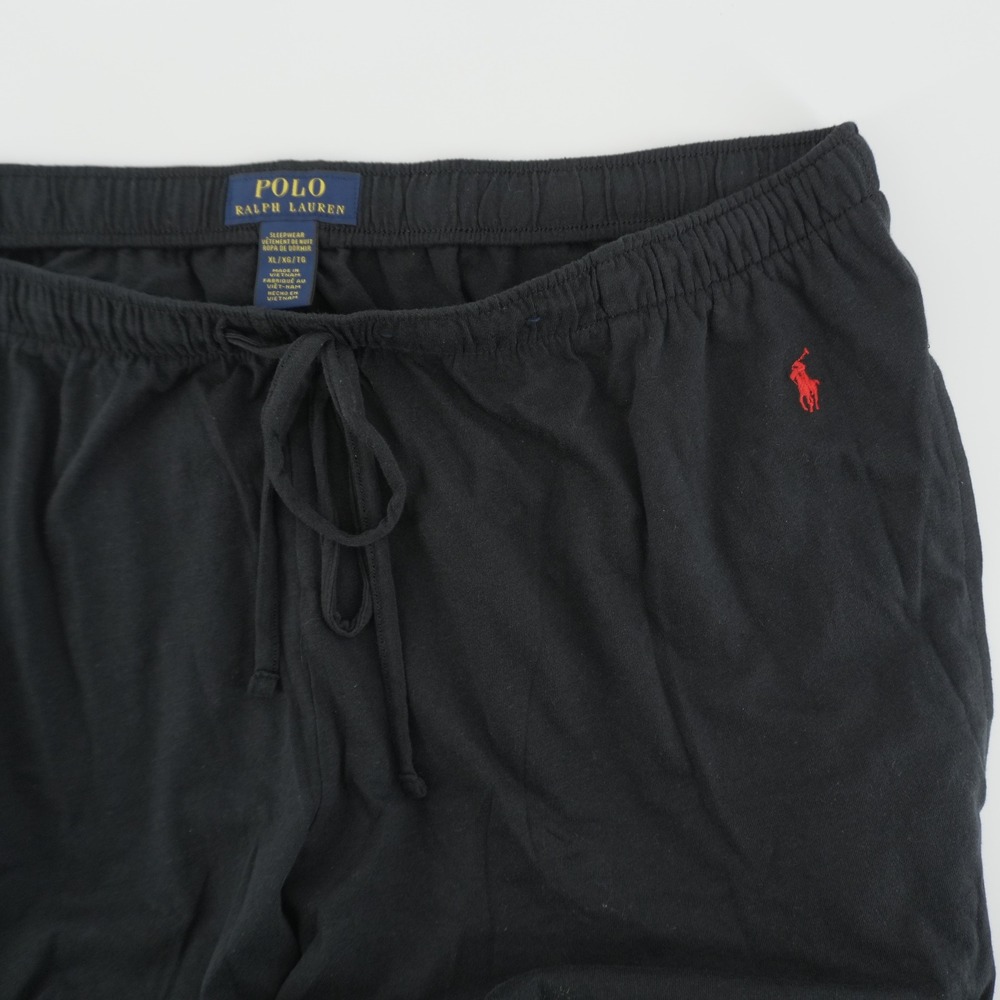 Polo Ralph Lauren Pajama Pants Mens XL Black Cotton Jogger Sleepwear Red Pony